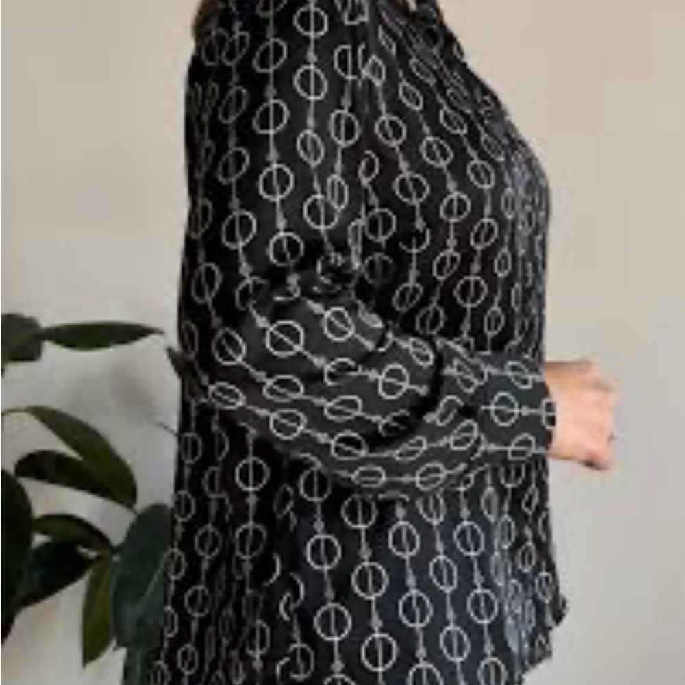 Charter Club Black and White Geometric Button Down Shirt